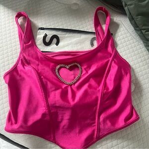 Pink Heart Embellished Women's Camisole